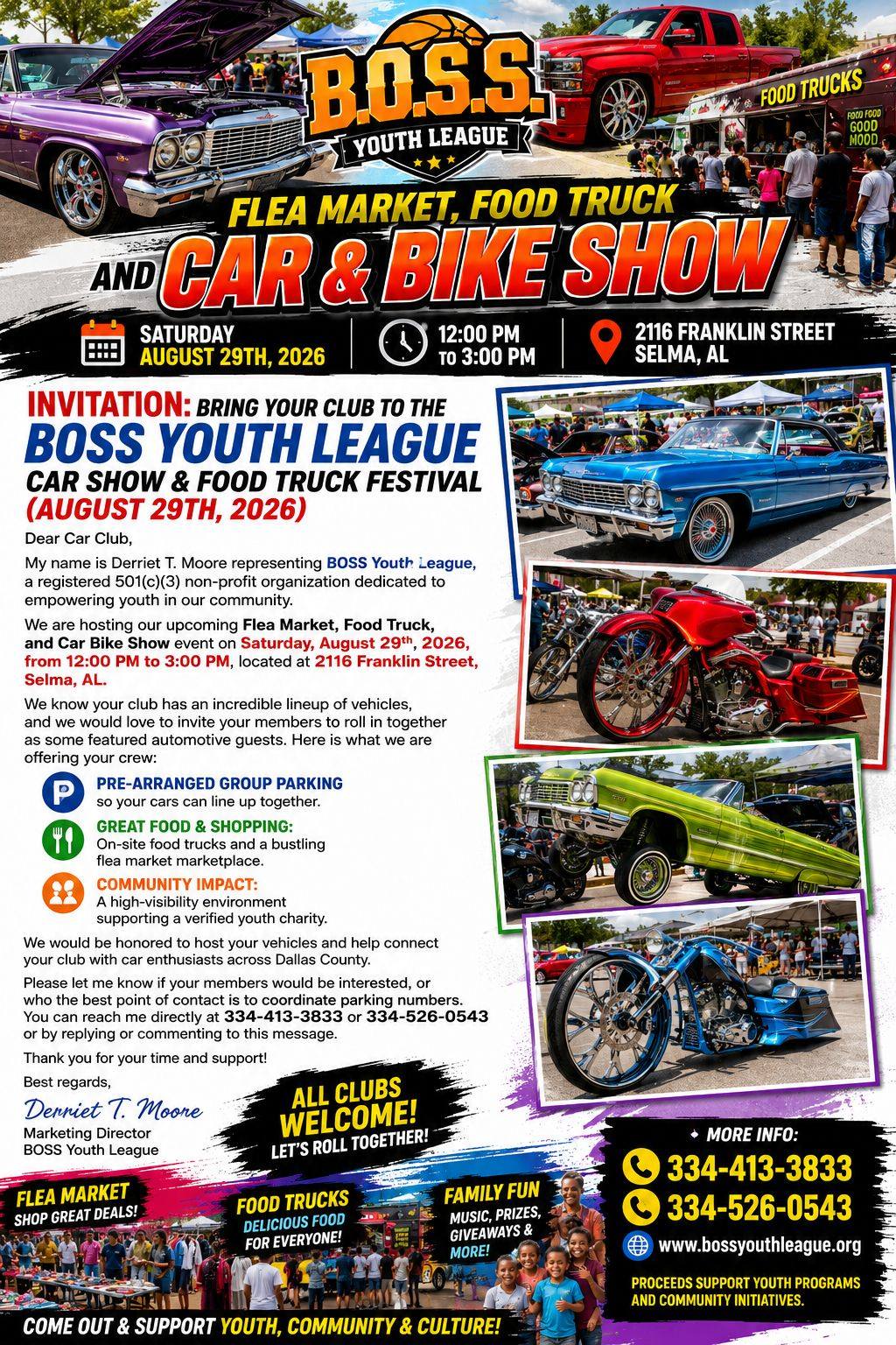 BOSS Youth League Flea Market, Food Truck and Car & Bike Show