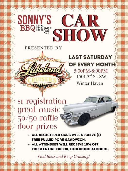 Sonny’s BBQ Car Show Presented by Lakeland Cruisers