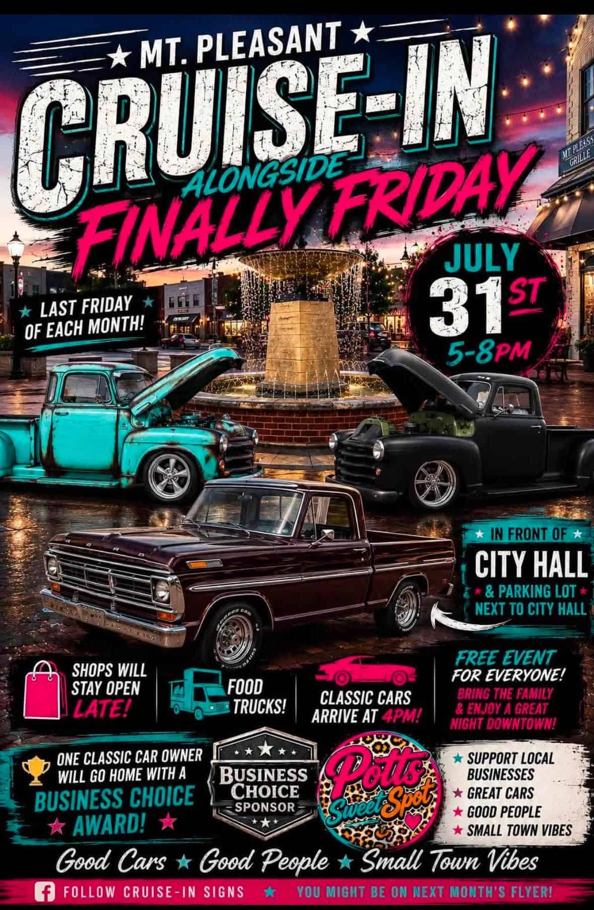 Mt. Pleasant Cruise-In Alongside Finally Friday