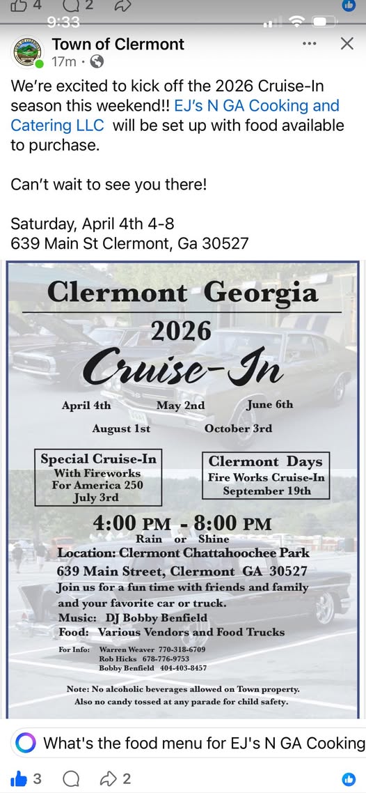 Clermont Georgia 2026 Cruise-In